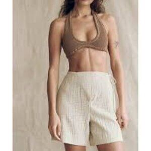 Free People Pucker Check Wrap Shorts NWT *